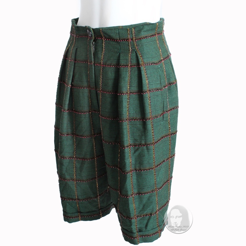 Shorts Preppy Plaid Beaded by Randolph Duke for Martha Palm Beach Vintage 80s - Picture 4 of 8
